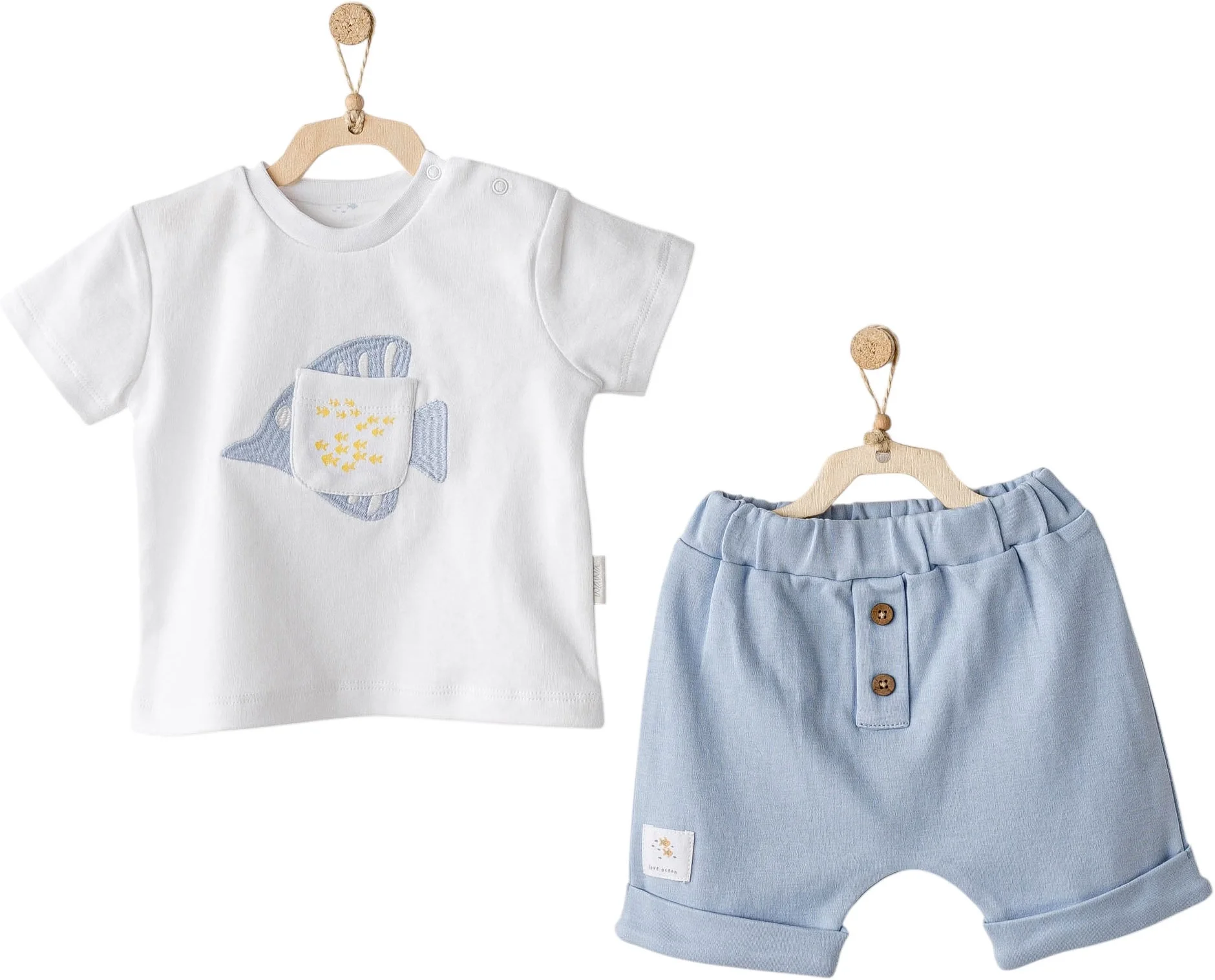 Ocean İs My Happy Place 2'Li Bebe Takım Blue