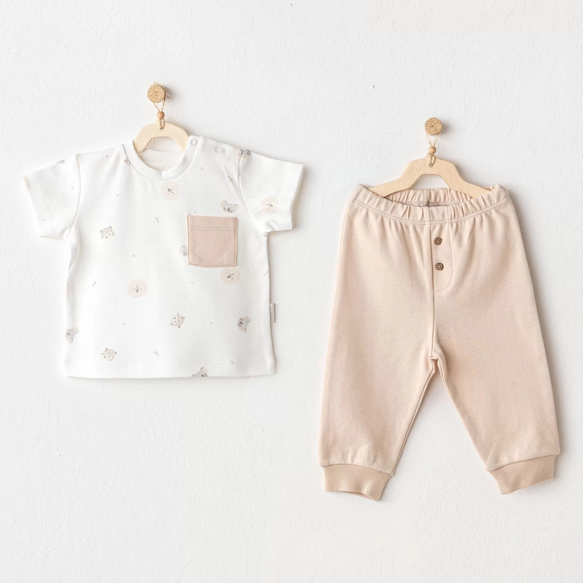 Andywawa Ac25848 Happy Animals Baby 2 Sets Beige