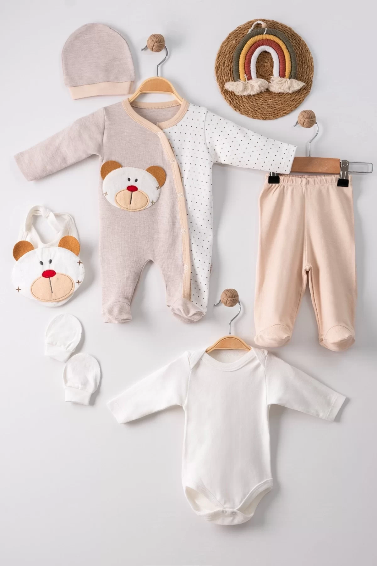 100% Cotton Male Baby Set With Bear Embroidery