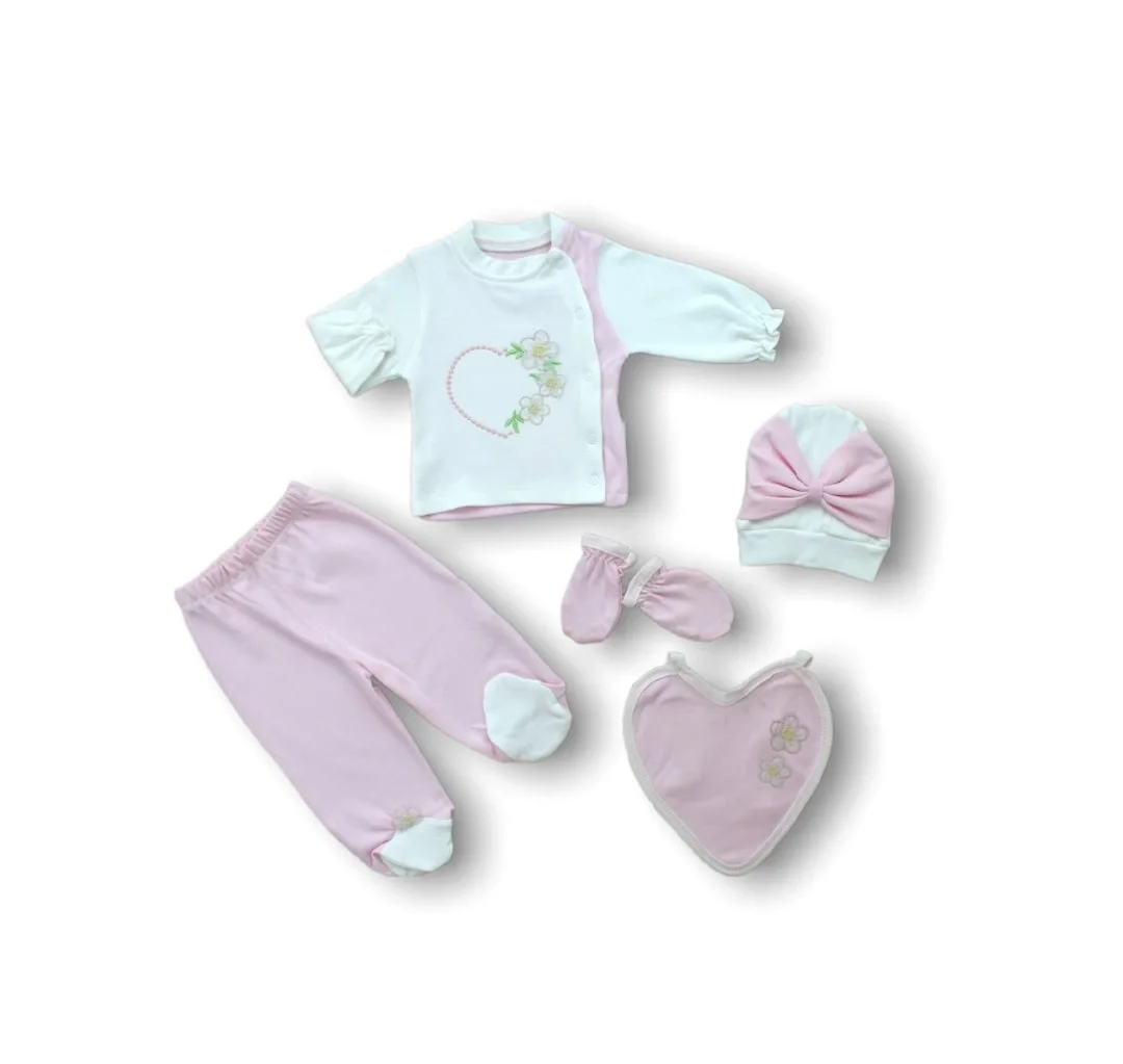Flowered Heart of Spring 5 Zübın Set Hospital Outlet Pink