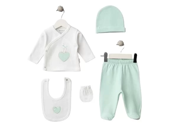 Kalpli Tavşan 5'Li Zıbın Set  Mint