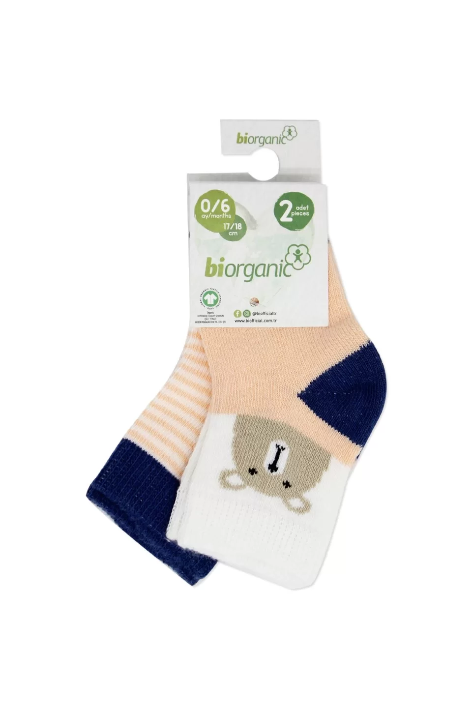 Hello Teddy Bear 2 Girl Socks Salmon