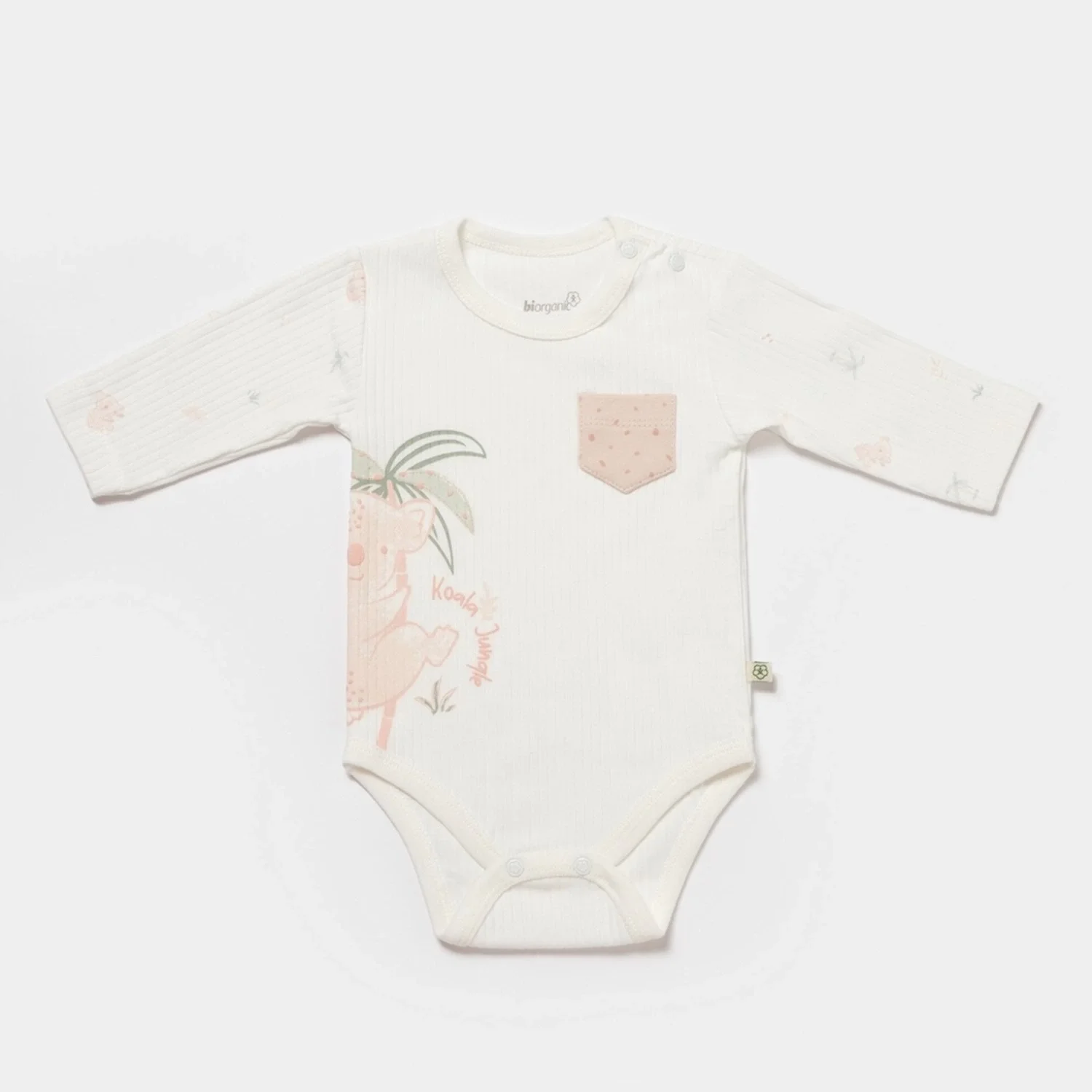 Koala Jungle Long Sleeve Baby Body Pink