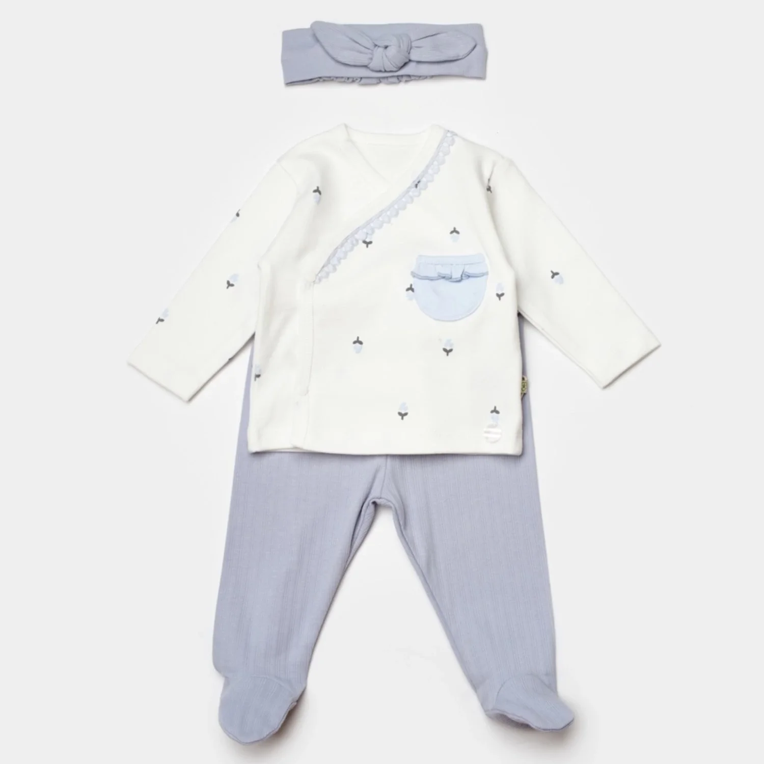 Love Floral 3 Piece Zübın Set Ekru Lila