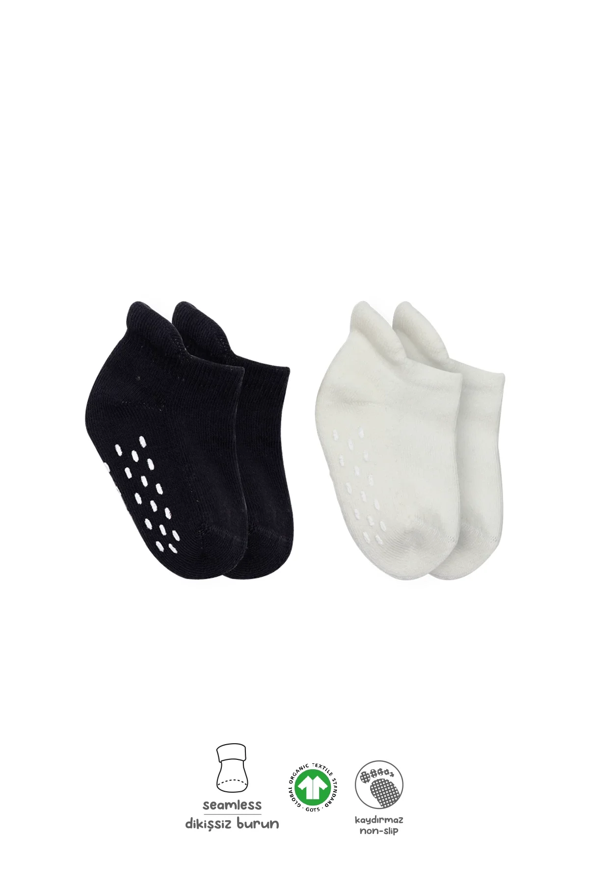 2'Li Altı Havlu Sneakers Kaymaz Çorap 20501 Siyah Ekru 2'Li Altı Havlu Sneakers Kaymaz Çorap 20501 Siyah Ekru