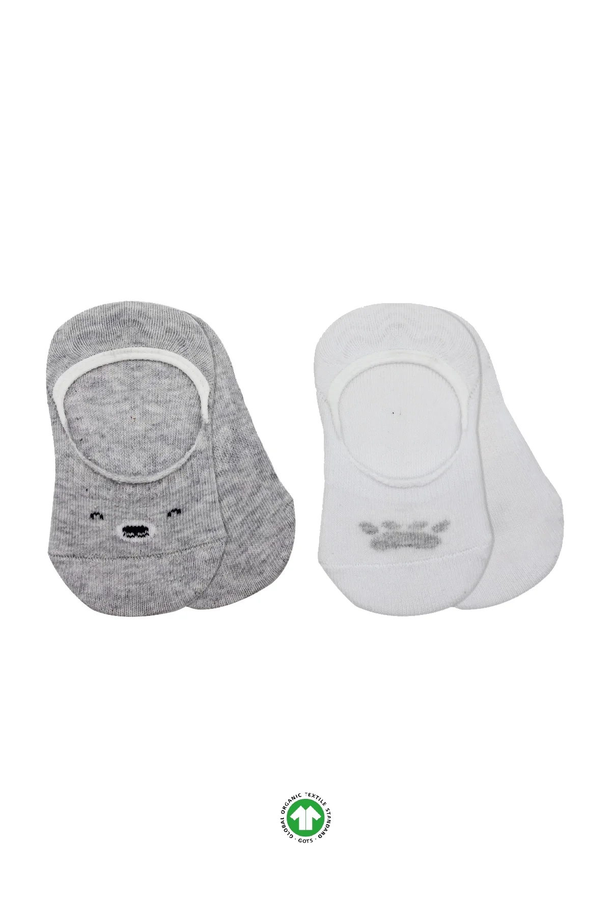 2'Li Babet Cute Face Penye Çorap 30103 Gri Beyaz 2'Li Babet Cute Face Penye Çorap 30103 Gri Beyaz