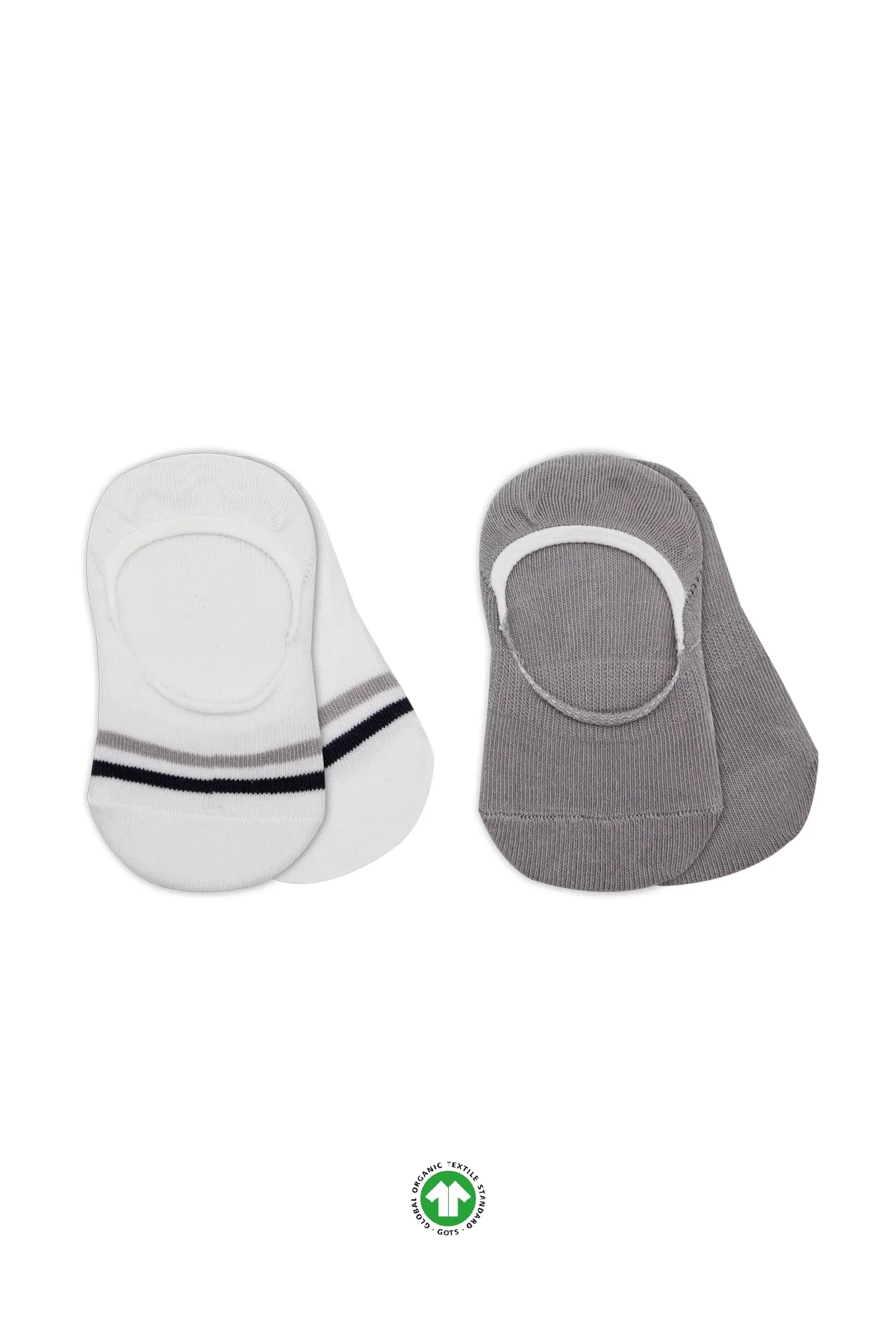 2'Li Penye Babet Silikon Çemberli Çorap 30102 Gri Beyaz 2'Li Penye Babet Silikon Çemberli Çorap 30102 Gri Beyaz