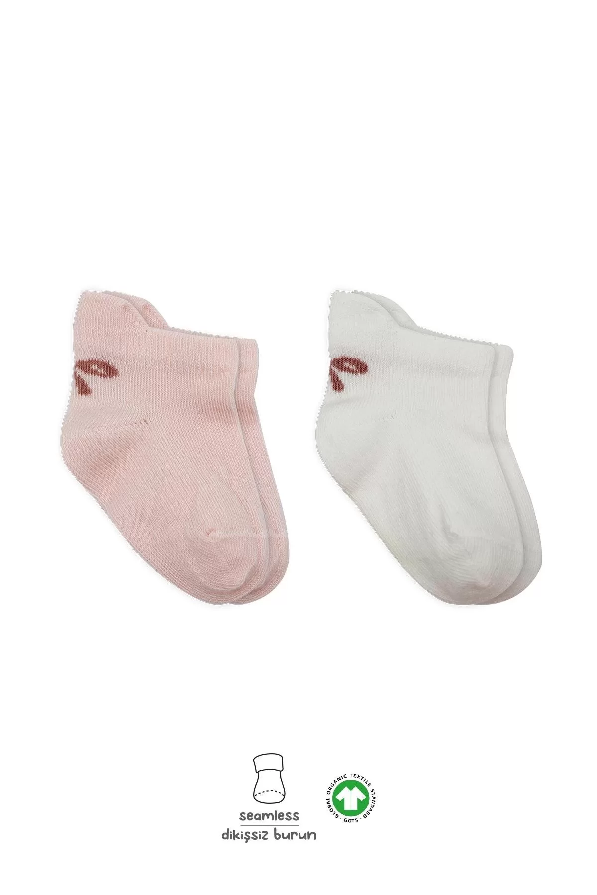 2 Sneakers Smile Penye Socks Bs20106 Pink Ekru