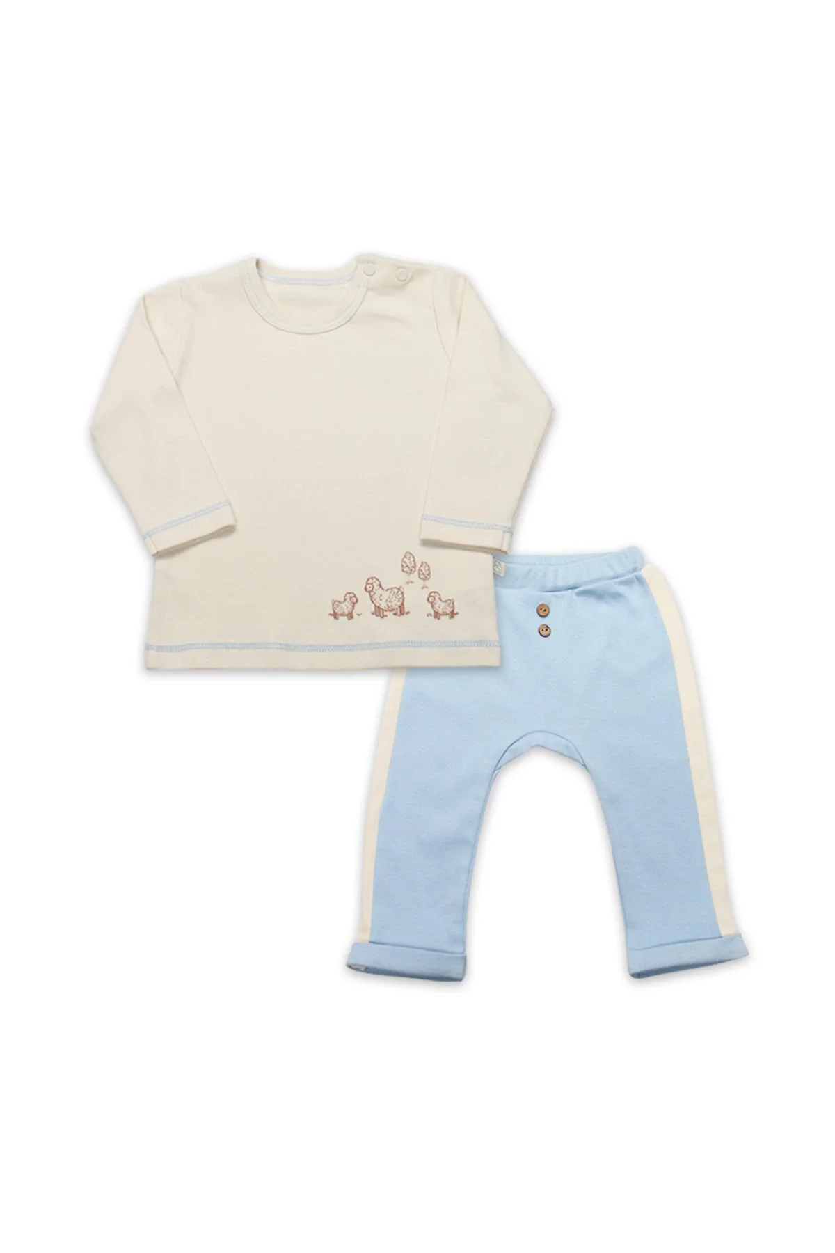 Curly Lamb 2'Li Bebe Takım 14107 Bej-Ekru