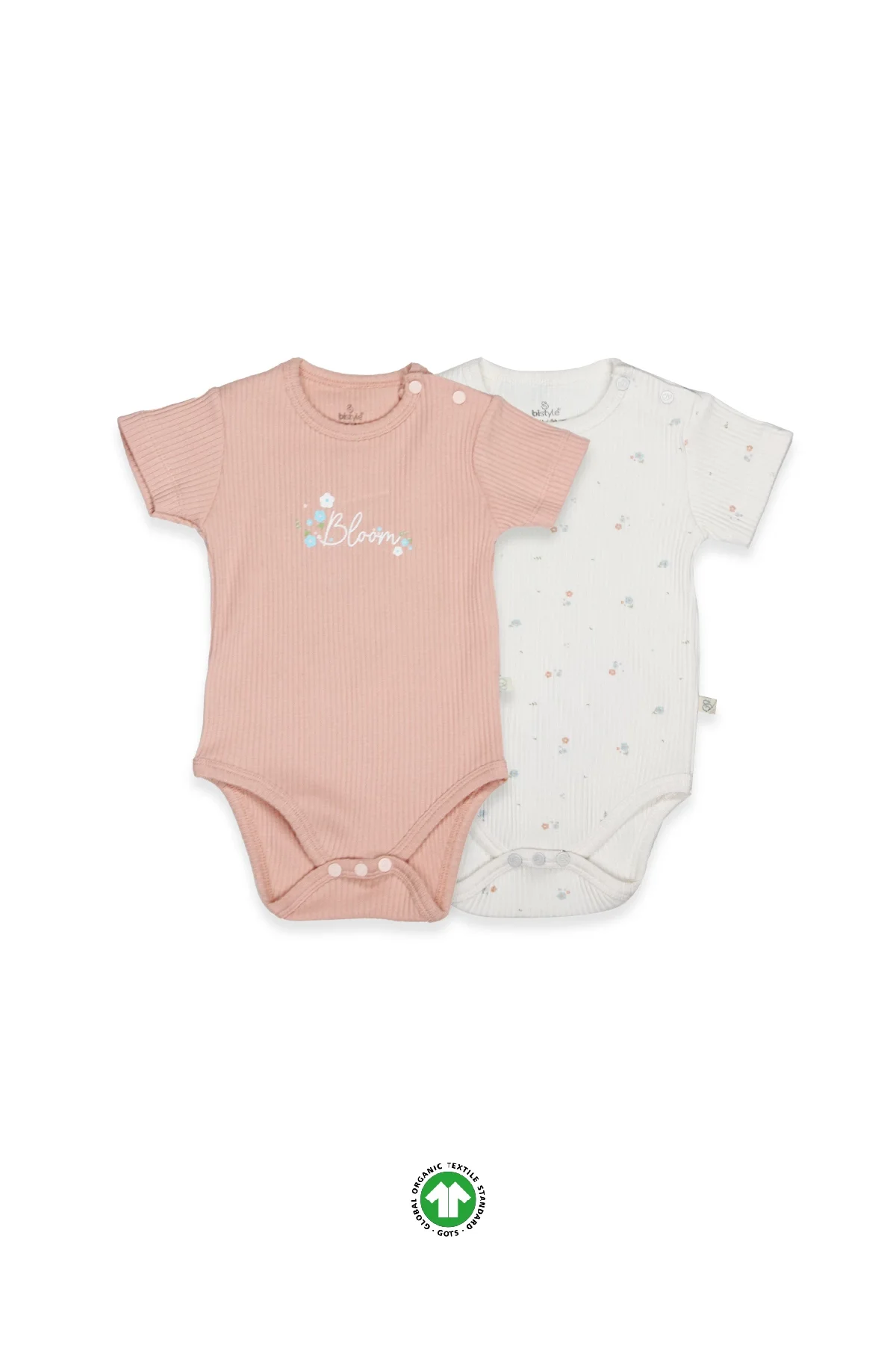 Flying Bloom White Yarım Kol 2'Li Body 17118 Gül Kurusu