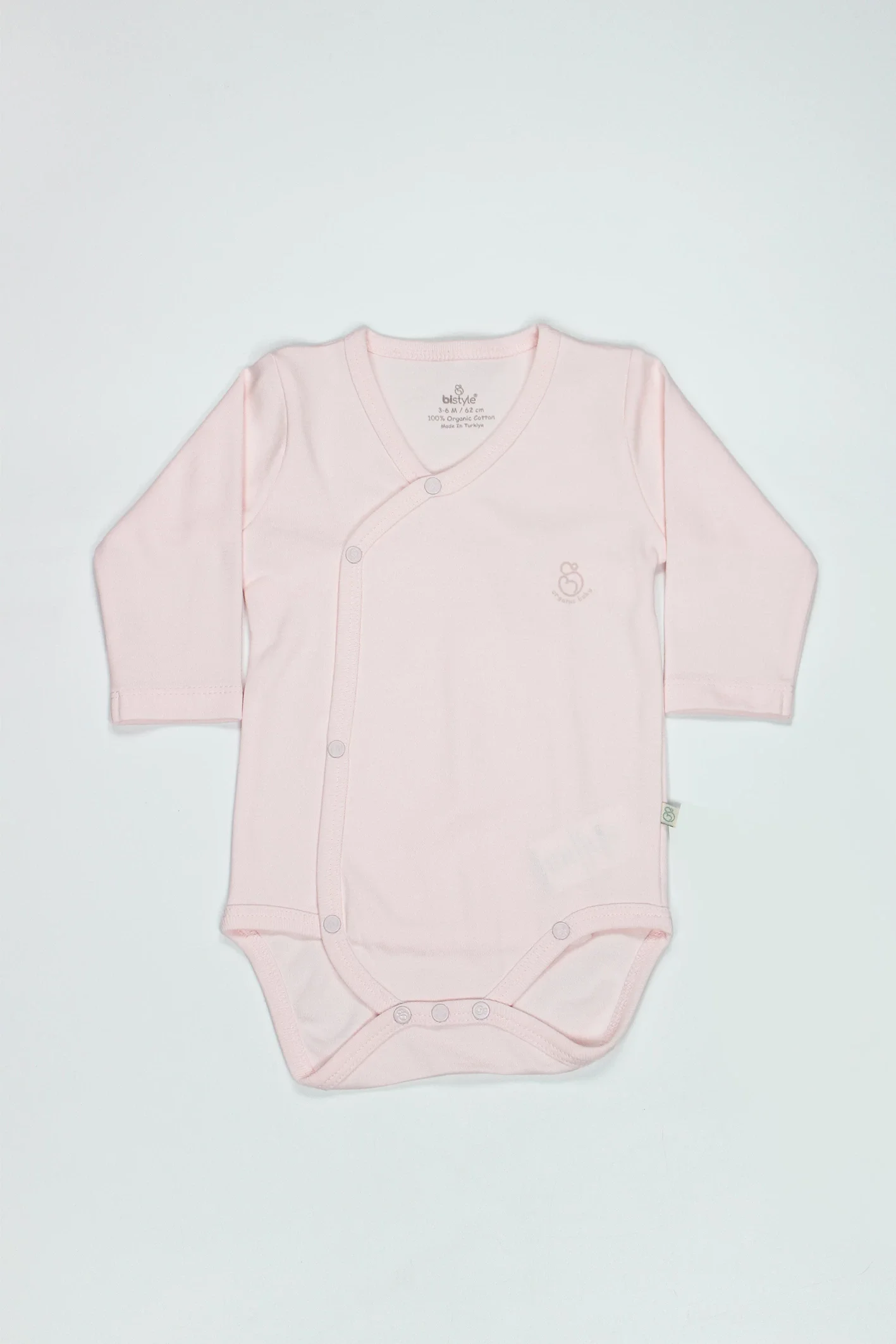 Bistyle Organik Natural Basic Style Kruvaze Uzun Kol Body Bs17102 Pembe