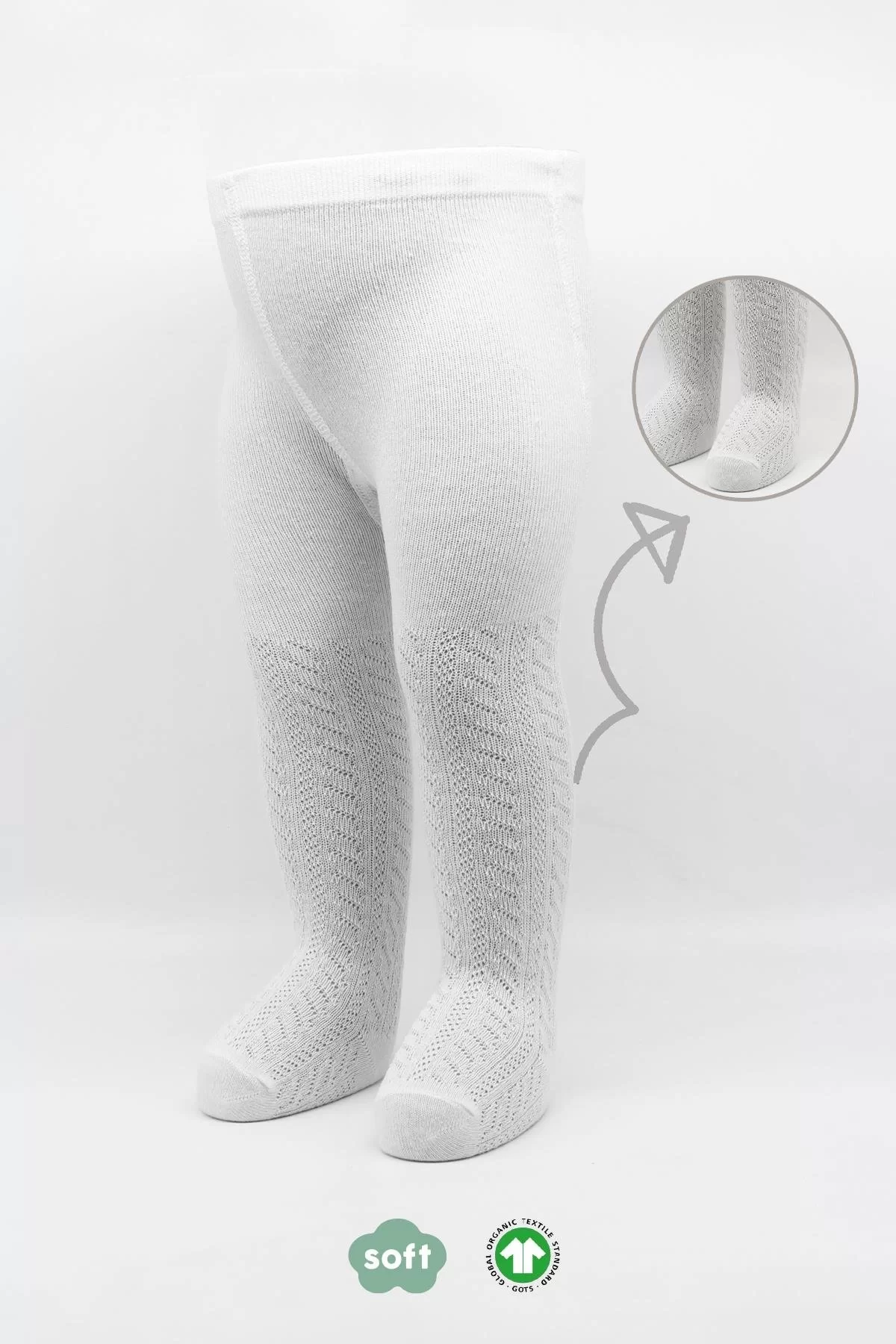 Single Zikzak Embossing Penye Pantyhose Bs50108 White