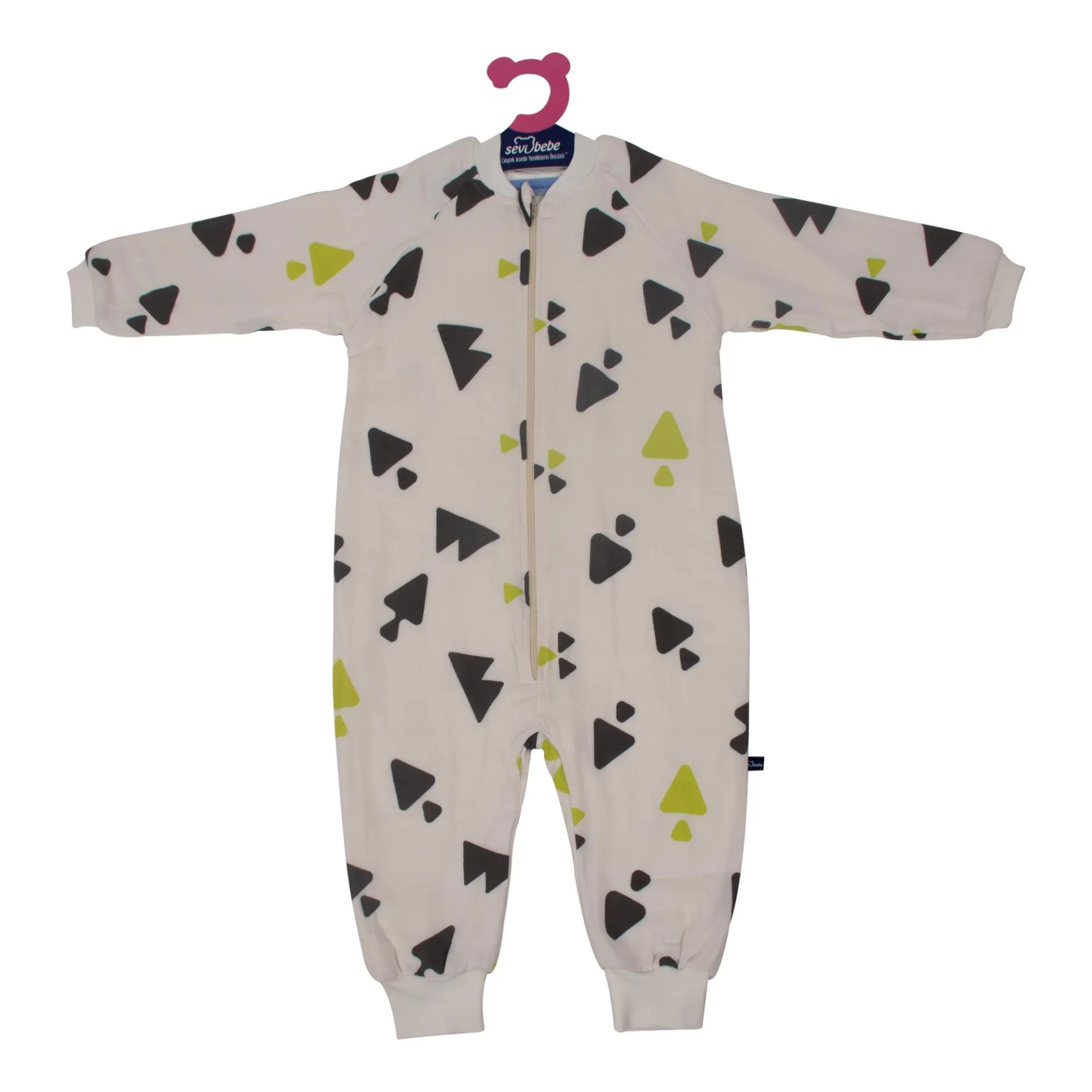 Organic Muslin Sleep Coverall Triangle Pattern