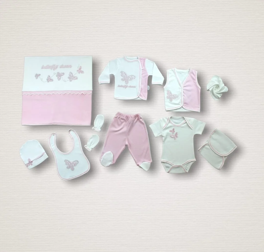 Flying Butterflyes Embroidery 10 Zübın Kit Hospital Outlet Pink