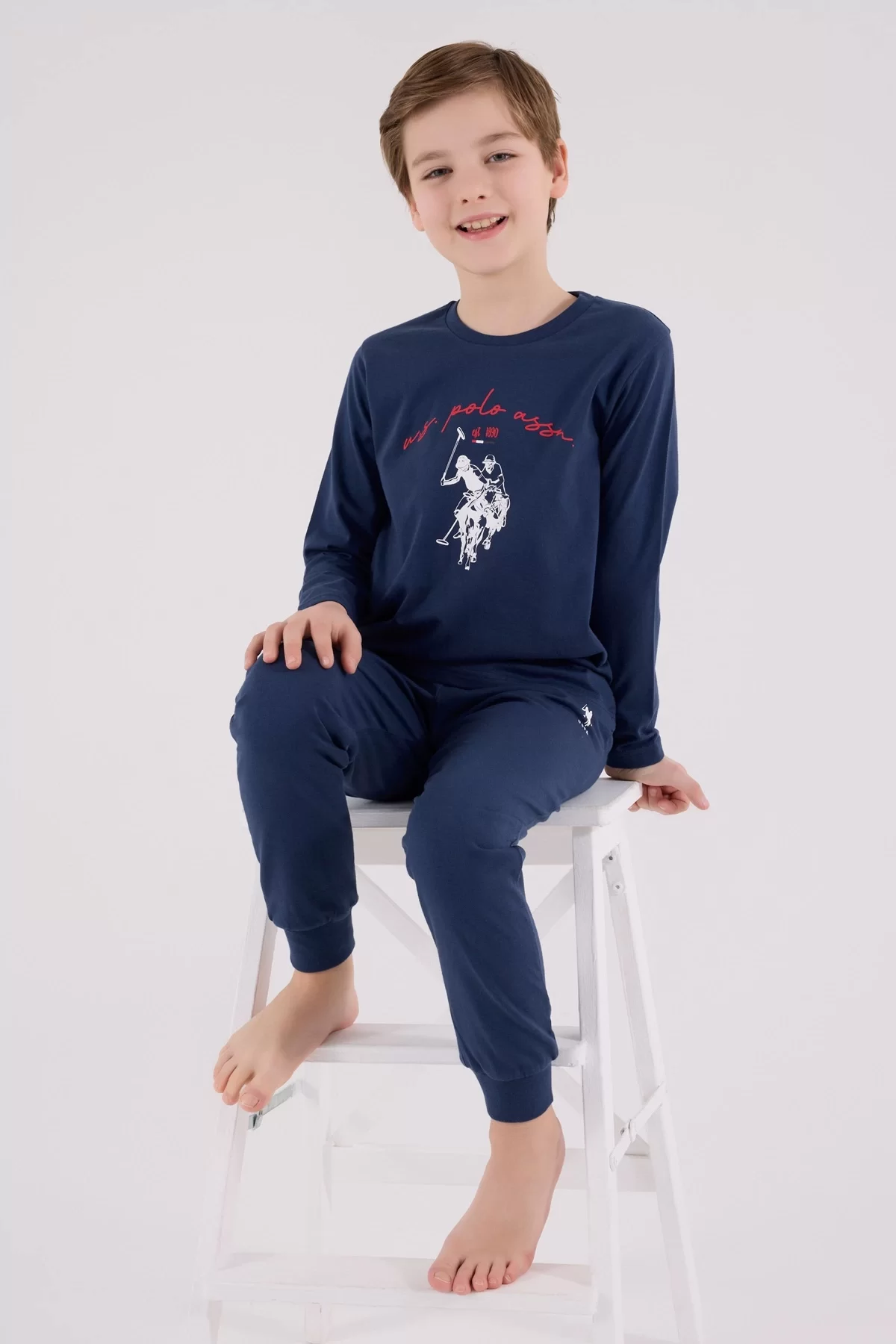 U.s. Polo Assn Uzun Kol Pijama Takım Us2233-4 Koyu İndigo