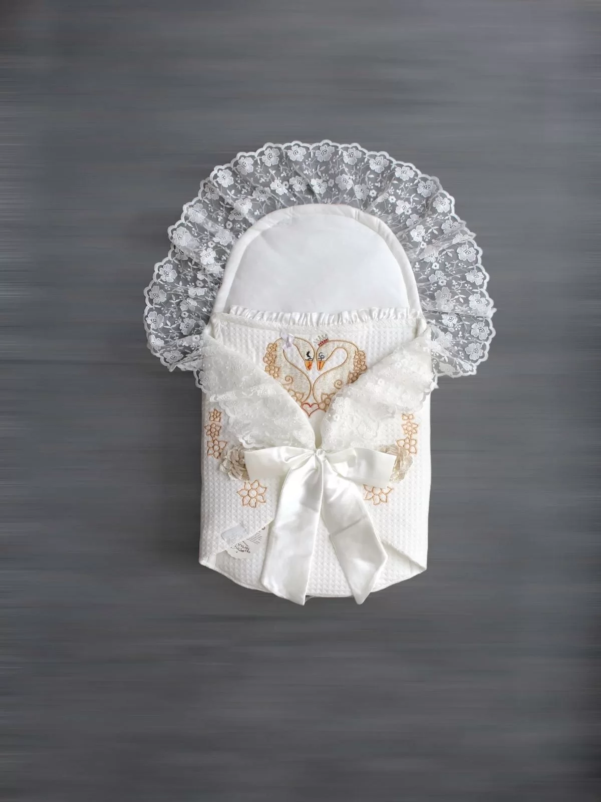 Newborn Swan Embroidery Avangard Kundak Baby Blanket Supplementru