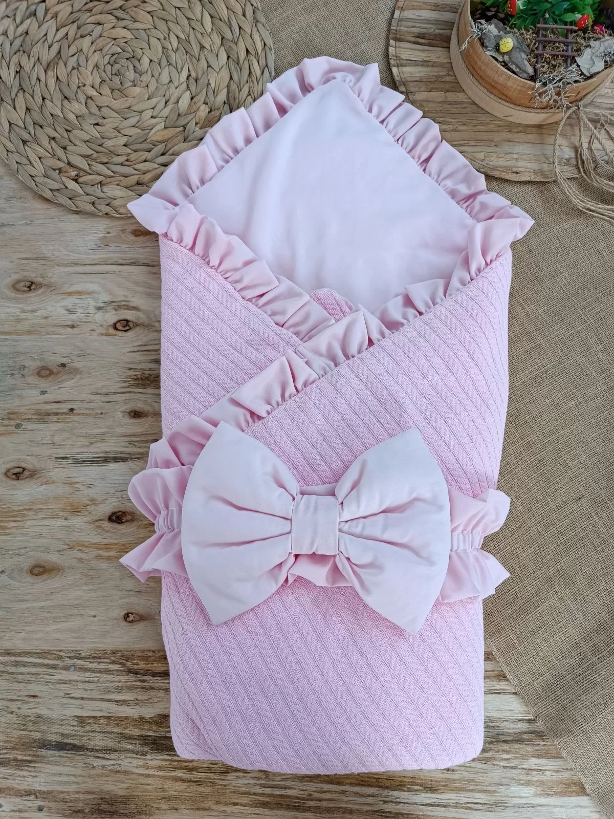 Newborn Tericotton Fabric Multi Seasonal Baby Blanket Kundak Pink
