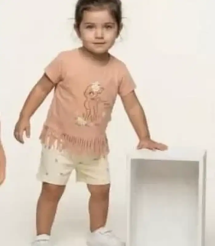 1/3 Yaş Ceylan Baskılı Simli Çocuk Takımı