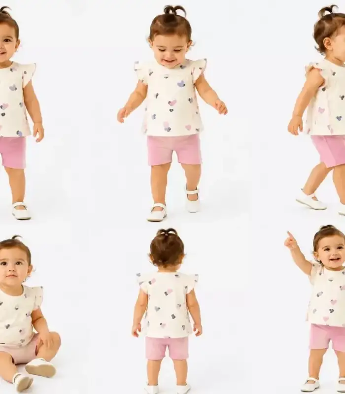 1/3 Yaş Piti Kalp Baskılı Çocuk Takımı