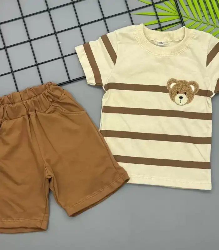 1/4 Ayıcık Nakışlı Bebek Takımı