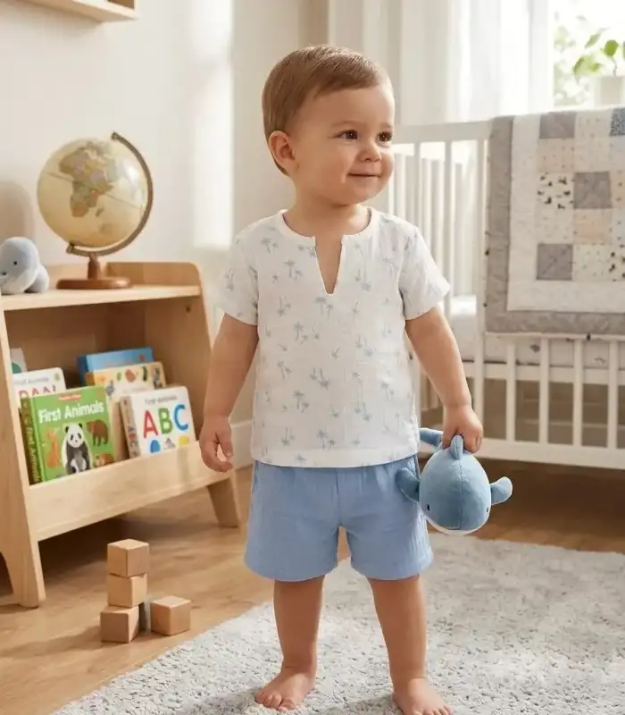 1/4 Yaş Müslin Kumaş Bebek Takımı