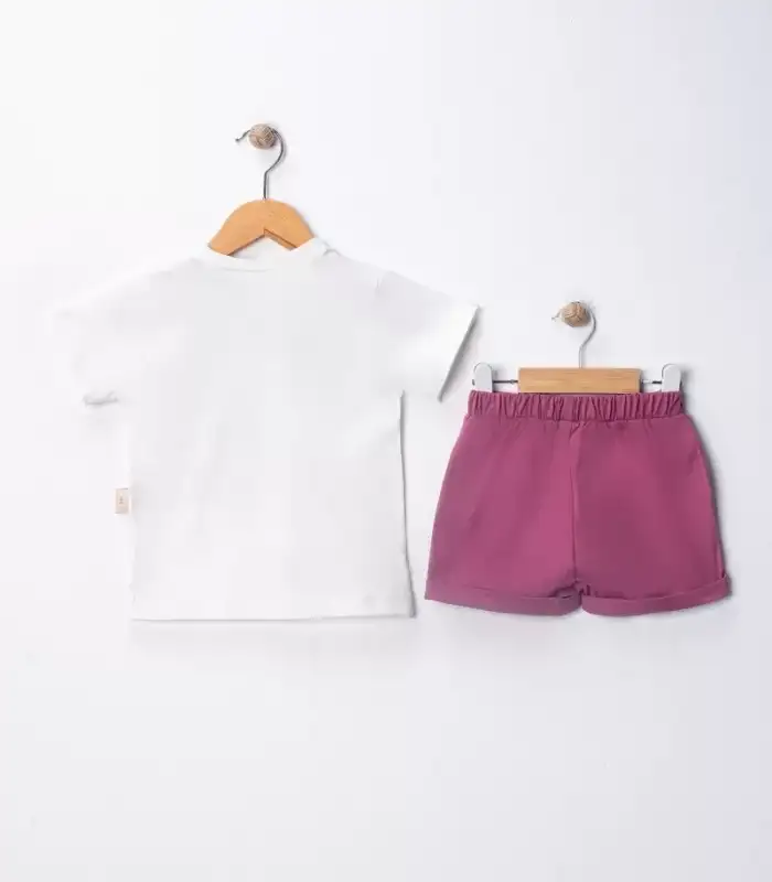 1/5 Yaş Çilek Baskılı Basic Tişörtlü Şortlu Çocuk Takımı