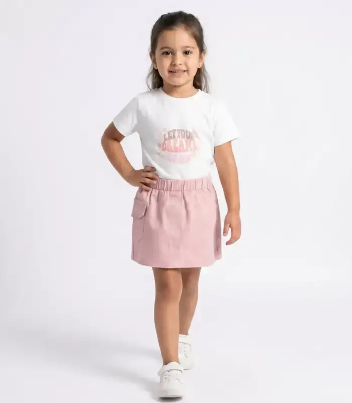 1/5 Yaş Gabardin Etekli Basic Tişört Çocuk Takımı