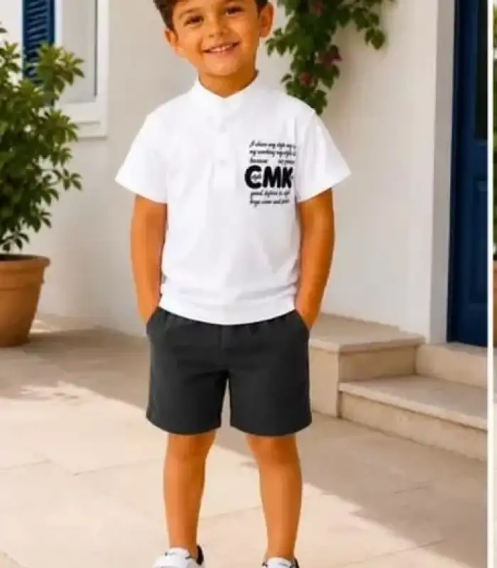 2/10 Yaş Keten Tişört Denim Şort Çocuk Takımı