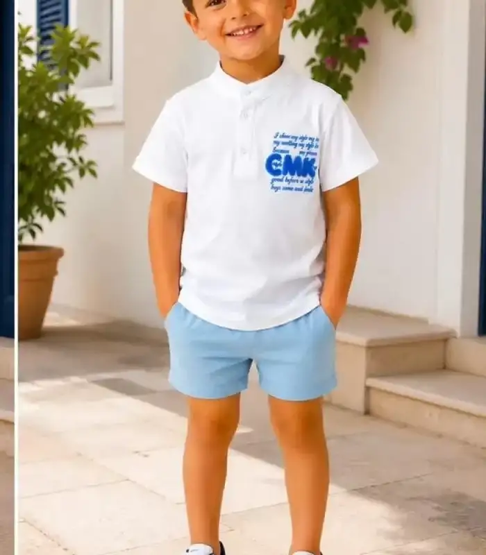 2/10 Yaş Keten Tişört Denim Şort Çocuk Takımı