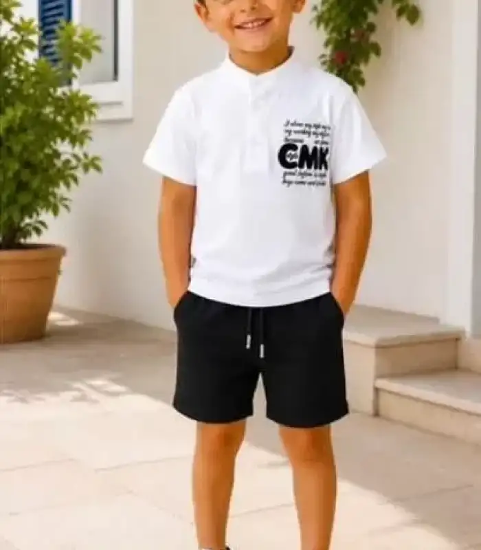 2/10 Yaş Keten Tişört Denim Şort Çocuk Takımı