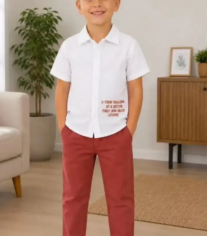 2/10 Yaş Müslin Gömlek Denim Pantolon Çocuk Takımı