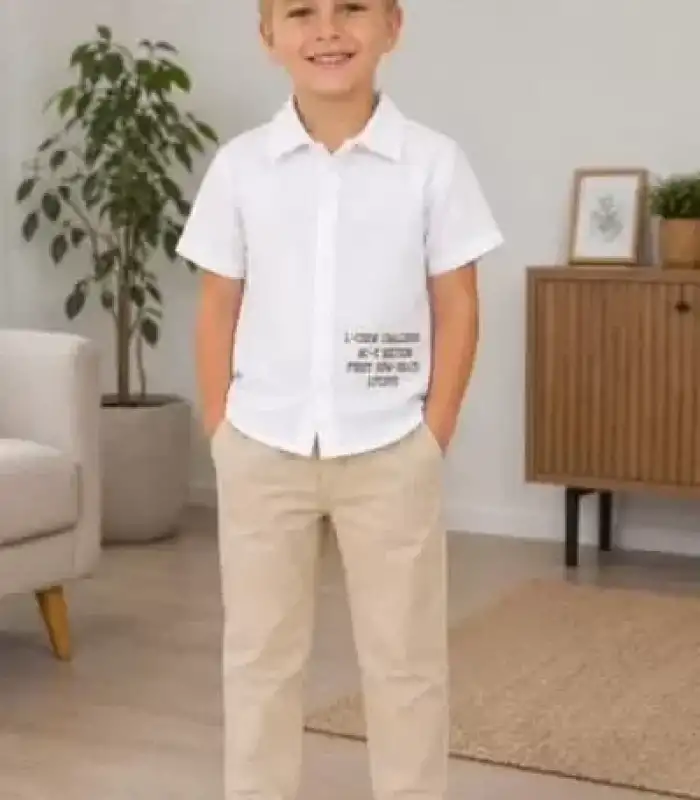 2/10 Yaş Müslin Gömlek Denim Pantolon Çocuk Takımı