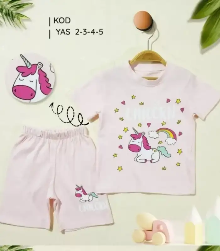 2/5 Yaş Unicorn Baskılı Çocuk Takımı