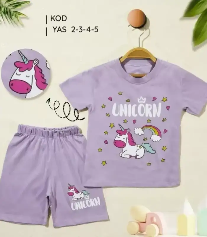 2/5 Yaş Unicorn Baskılı Çocuk Takımı