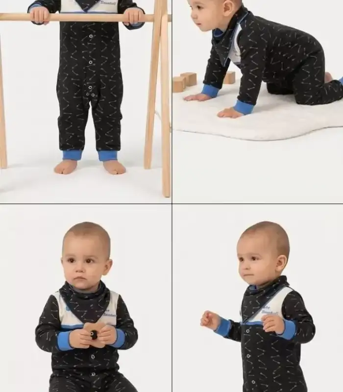 3/12 Ay Fularlı Bebek Tulumu