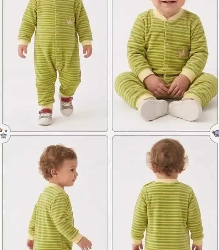 3/12 Ay Kadife Kumaş Bebek Tulumu