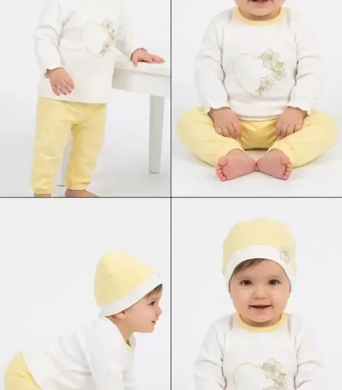 3/12 Ay Şapkalı Pamuk Bebek Takımı