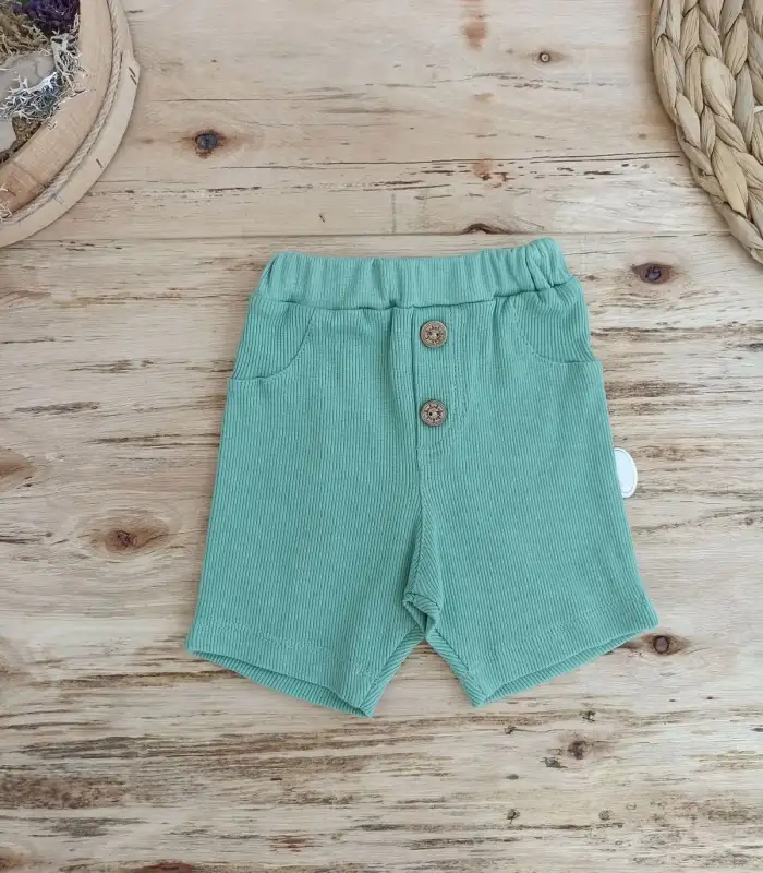 3-6 6-9 9-12 Ay Ananas Baskılı Şort Tişört 2 Li Kız Erkek Bebek Takımı Yeşil