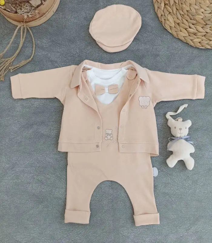 3-6 6-9 9-12 Ay Oyuncaklı Altınbaşak 5li Kız Erkek Bebek Takımı Buğday