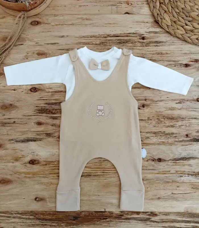 3-6 6-9 9-12 Ay Oyuncaklı Altınbaşak 5li Kız Erkek Bebek Takımı Vizon