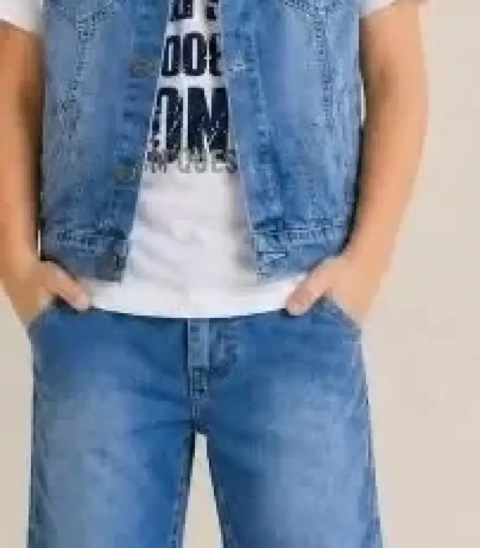 5/12 Yaş Kot(denim) Kumaş Tişörtlü Çocuk Takımı