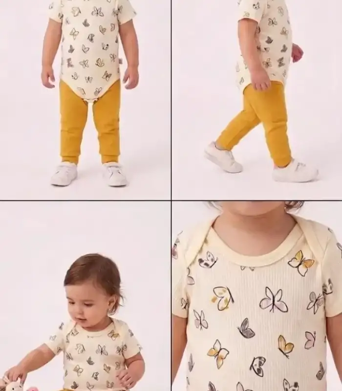 6/18 Ay Baskılı Zıbınlı Penye Bebek Takımı