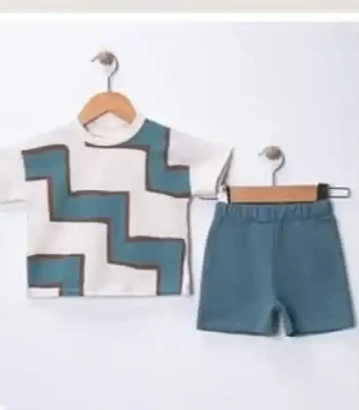 6/18 Ay Geometrik Baskılı Oversize Bebek Takımı