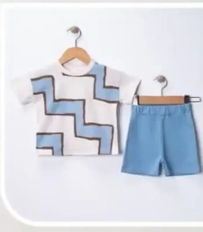 6/18 Ay Geometrik Baskılı Oversize Bebek Takımı