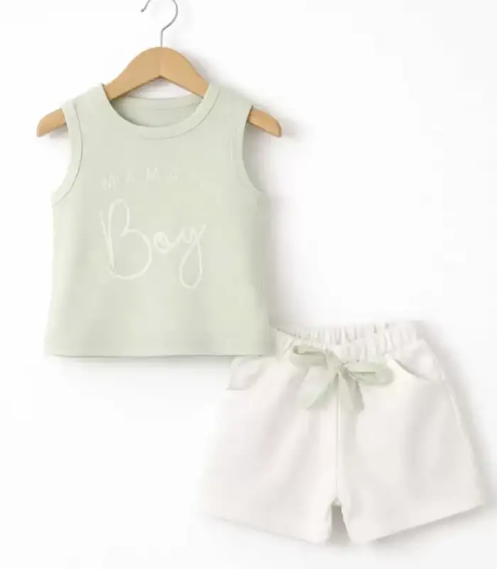 6/24 Ay Atlet Askılı Tişörtlü Bebek Takımı