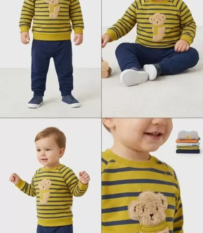 6/24 Ay Ayıcık Nakışlı Bebek Takımı