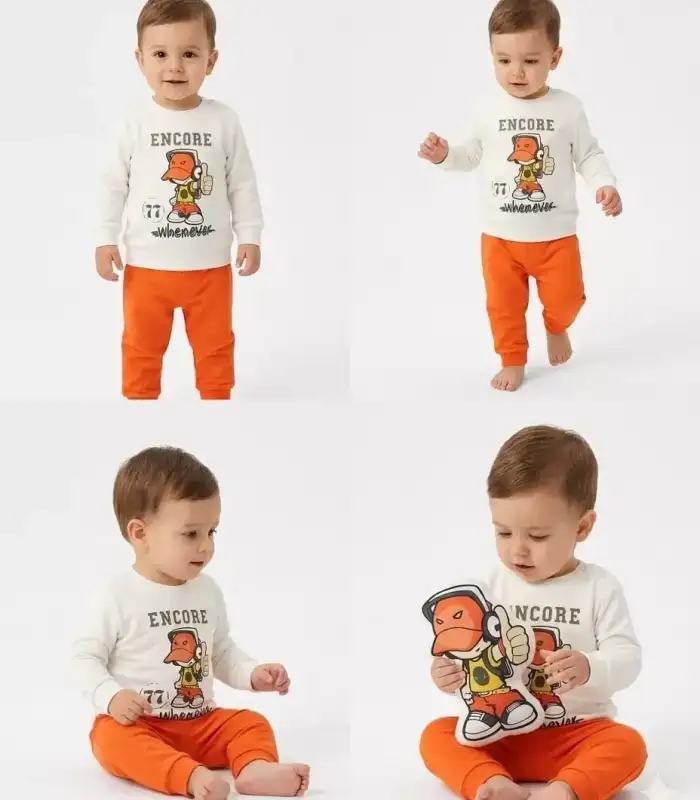6/24 Ay Baskılı Basic Bebek Takımı