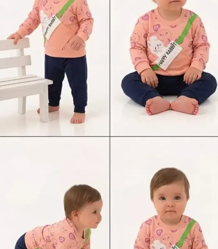 6/24 Ay Baskılı Penye Bebek Takımı