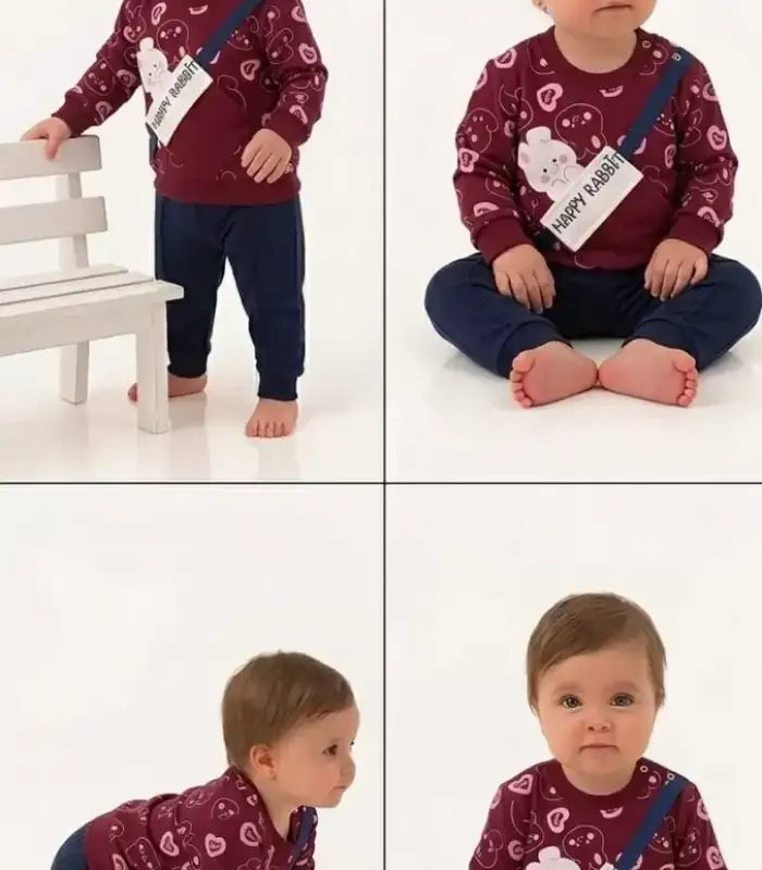 6/24 Ay Baskılı Penye Bebek Takımı