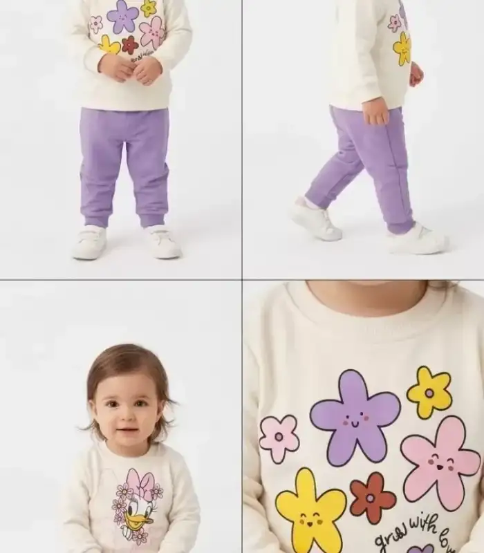 6/24 Ay Çiçek Baskılı Basic Bebek Takımı